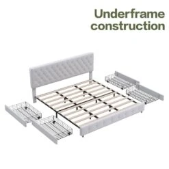 White King Linen Upholstered Storage Platform Bed Frame With Headboard -More Furniture Store white jearey platform beds e11xxy 2 ny 4f 1000