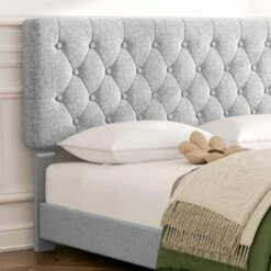 White Full Linen Upholstered Storage Platform Bed Frame With Headboard 10 White Full Linen Upholstered Storage Platform Bed Frame With Headboard -More Furniture Store white jearey platform beds slssfy beige 1f 1000