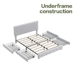 White Full Linen Upholstered Storage Platform Bed Frame With Headboard 9 White Full Linen Upholstered Storage Platform Bed Frame With Headboard -More Furniture Store white jearey platform beds slssfy beige 4f 1000