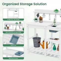 40.94 In. W X 47.24 In. H White HDPE Weather-Resistant Garden Potting Bench Table With Storage Shelf 11 40.94 In. W X 47.24 In. H White HDPE Weather-Resistant Garden Potting Bench Table With Storage Shelf -More Furniture Store white jearey potting benches and tables yygzt wh 1f 1000