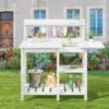 40.94 In. W X 47.24 In. H White HDPE Weather-Resistant Garden Potting Bench Table With Storage Shelf
