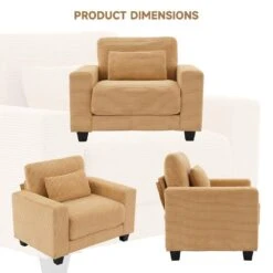 Modern Yellow Corduroy Enlarged Seat Accent Armchair With Pillow For Living -More Furniture Store yellow jearey accent chairs dxrjysfy yellow c3 1000