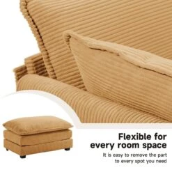 Modern Yellow Corduroy Accent Armchair With Ottoman For Living -More Furniture Store yellow jearey accent chairs e46sf 1 ye 1f 1000