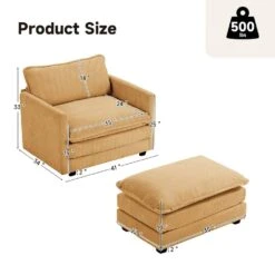 Modern Yellow Corduroy Accent Armchair With Ottoman For Living -More Furniture Store yellow jearey accent chairs e46sf 1 ye 66 1000