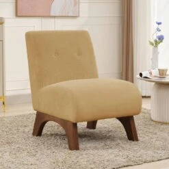 Modern Corduroy Solid Wood Yellow Lounge Armless Chair 13 Modern Corduroy Solid Wood Yellow Lounge Armless Chair -More Furniture Store yellow jearey accent chairs xtdxr yellow 31 1000