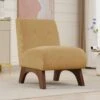 Modern Corduroy Solid Wood Yellow Lounge Armless Chair