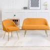 Atye 2 Piece Yellow Living Room Velvet Loveseat And Accent Chair Set