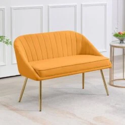 Atye 2 Piece Yellow Living Room Velvet Loveseat And Accent Chair Set -More Furniture Store yellow jearey living room sets sry dry ye c3 1000