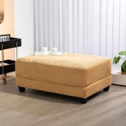 Yellow Corduroy Ottoman For Sectional Sofa -More Furniture Store yellow jearey ottomans dxrjd yellow 1f 1000