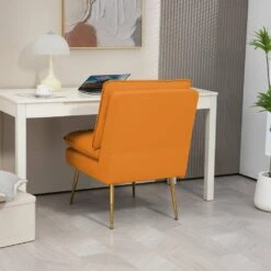 Yellow 1-Piece Armless Upholstered Leisure Tight Back Accent Side Chair With Cushion 14 Yellow 1-Piece Armless Upholstered Leisure Tight Back Accent Side Chair With Cushion -More Furniture Store yellow jearey ottomans e11xxy hd ye 44 1000