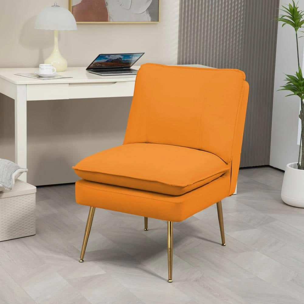 Yellow 1-Piece Armless Upholstered Leisure Tight Back Accent Side Chair With Cushion 1 Yellow 1-Piece Armless Upholstered Leisure Tight Back Accent Side Chair With Cushion
