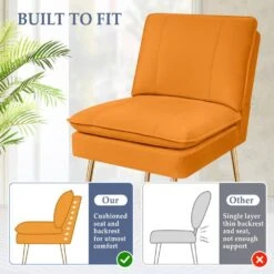 Yellow 1-Piece Armless Upholstered Leisure Tight Back Accent Side Chair With Cushion 11 Yellow 1-Piece Armless Upholstered Leisure Tight Back Accent Side Chair With Cushion -More Furniture Store yellow jearey ottomans e11xxy hd ye c3 1000