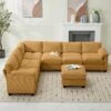 115 In. Corduroy Modular L-Shaped Yellow 7-Seat Sectional Sofa For Living Room And Spacious Space