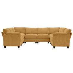 115 In. Corduroy Modular U-Shaped Yellow 8-Seat Sectional Sofa For Living Room And Spacious Space -More Furniture Store yellow jearey sectional sofas dxrzjsf8 yellow 44 1000