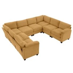115 In. Corduroy Modular U-Shaped Yellow 8-Seat Sectional Sofa For Living Room And Spacious Space -More Furniture Store yellow jearey sectional sofas dxrzjsf8 yellow 4f 1000