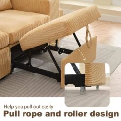 90.94in. Yellow Corduroy Upholstered L-Shaped Sleeper Sectional Sofa With Storage And Removable Ottomans For Living Room -More Furniture Store yellow jearey sectional sofas lsbsf yellow 44 1000