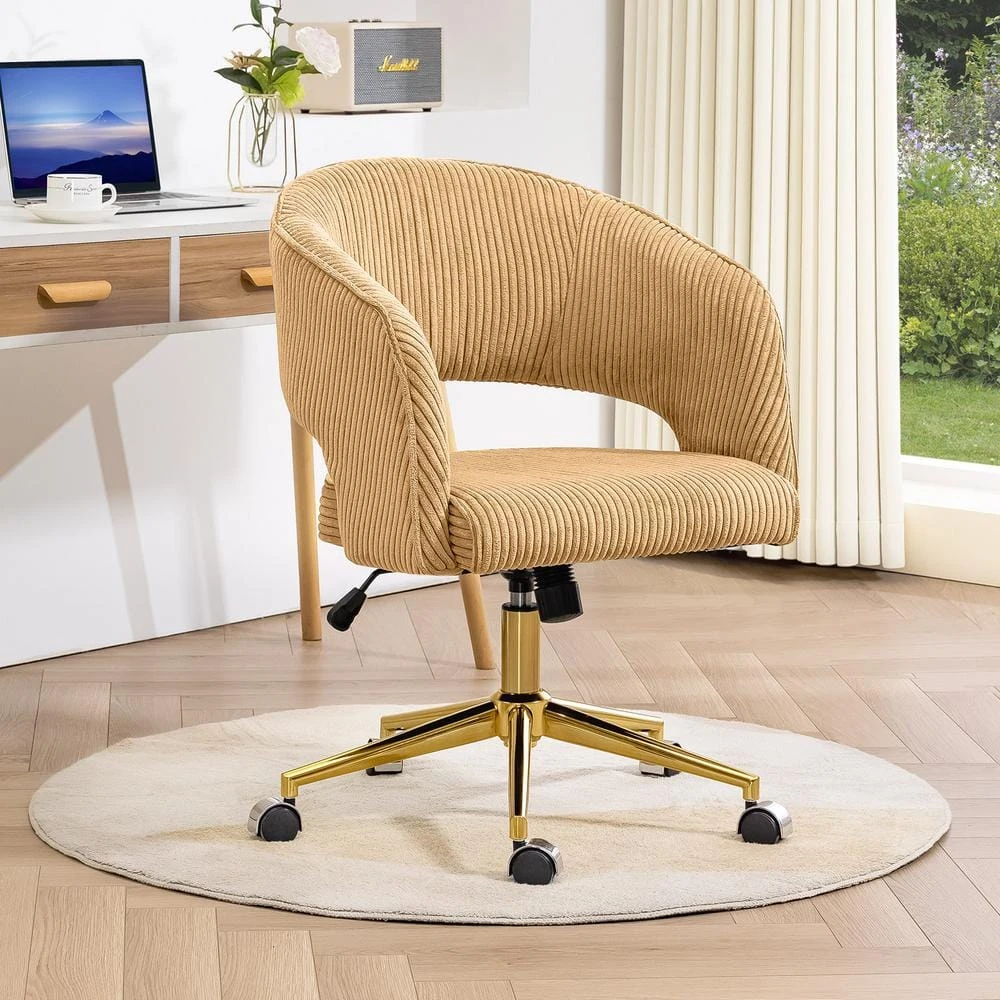 Yellow Modern Swivel And Adjustable Task Chair Tufted Office Chair With Gold Base 1 Yellow Modern Swivel And Adjustable Task Chair Tufted Office Chair With Gold Base